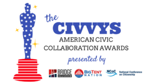A banner for the Civvys Awards featured a star-spangled figurine