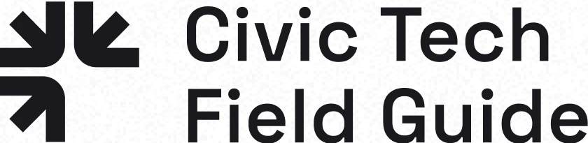 Three converging arrows followed by the Civic Tech Field Guide wordmark