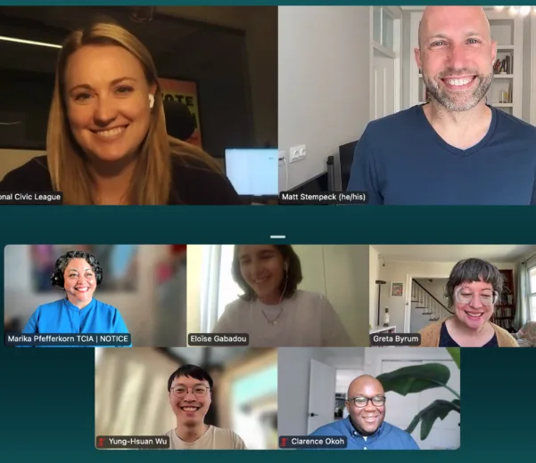 the event speakers and coordinators cheesin' on Zoom