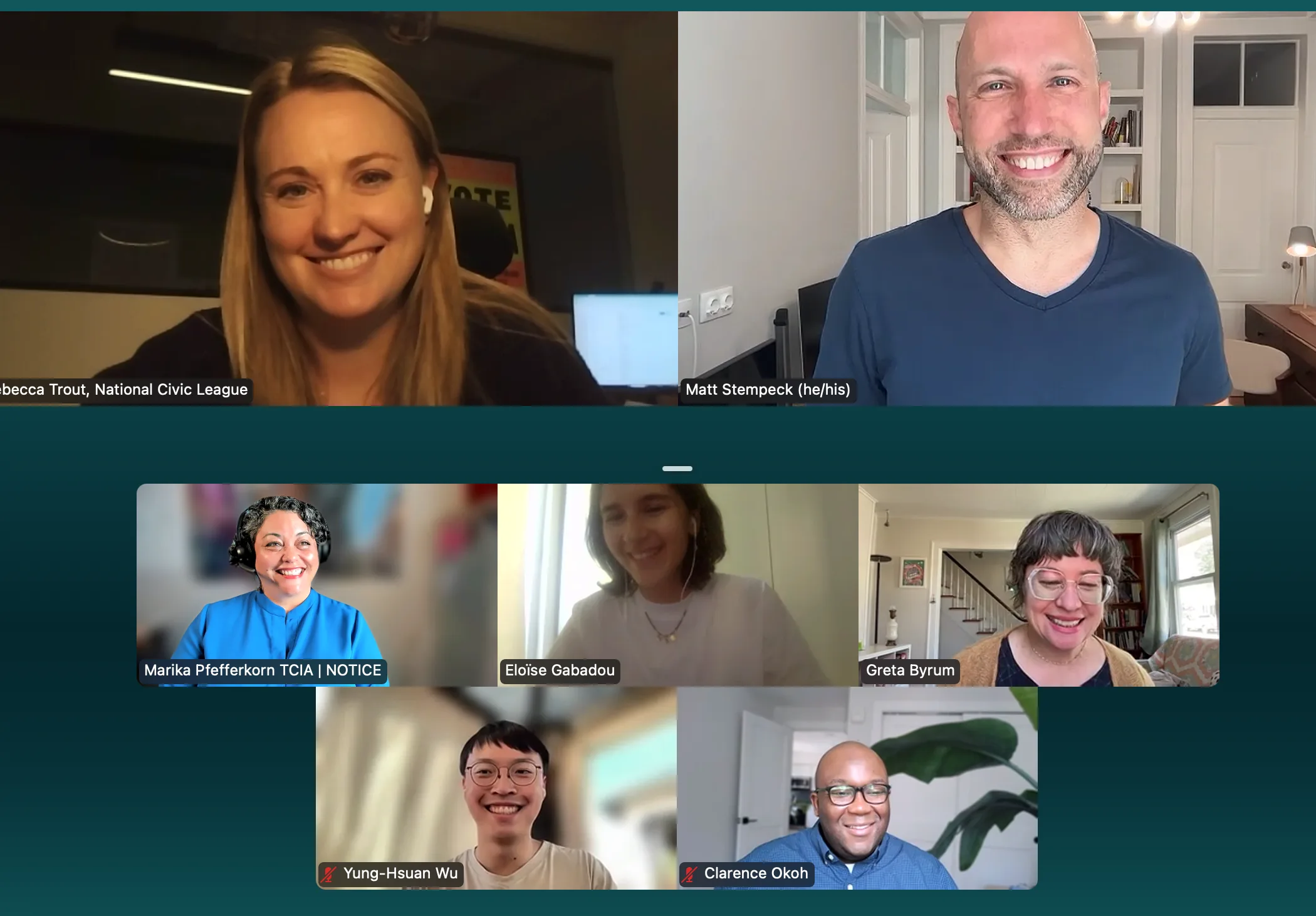 the event speakers and coordinators cheesin' on Zoom